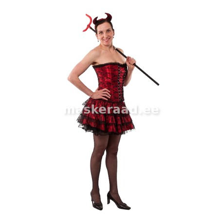 Kuradike punase mustapitsi korseti ja satsiseelikuga