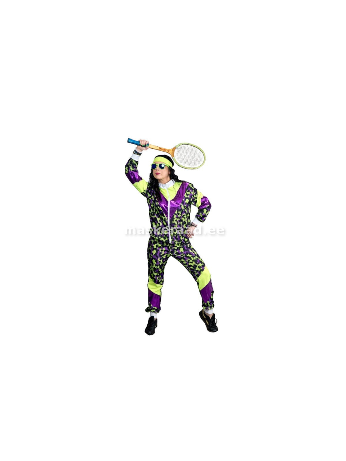 Neoonrohelise ja lillakirju retrodress