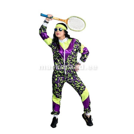 Neoonrohelise ja lillakirju retrodress