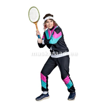 Must retrodress roosa ja sinise triibuga