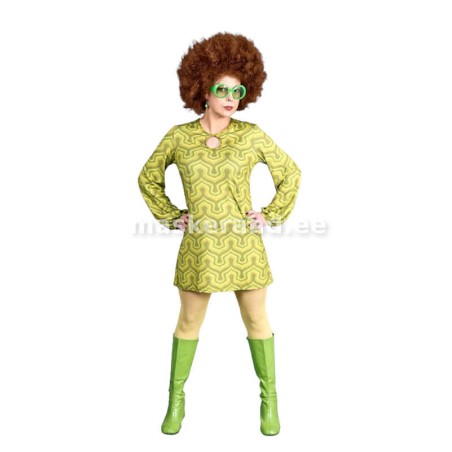 Seitsmekümnendate roheline geomeetrilise mustriga kleit