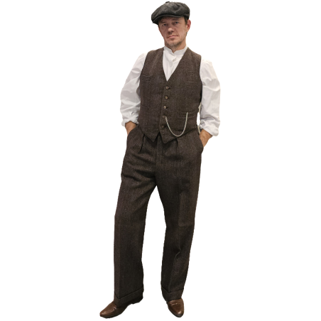 Kahekümnendate pruuni vestiga tänavapoiss