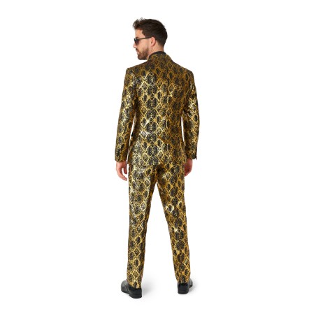 Kuldne läikiva ussinaha imitatsiooniga piduülikond