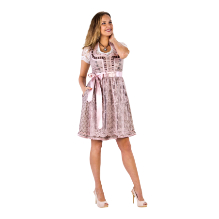 Baieri naiste roosa pitspõllega delux dirndel