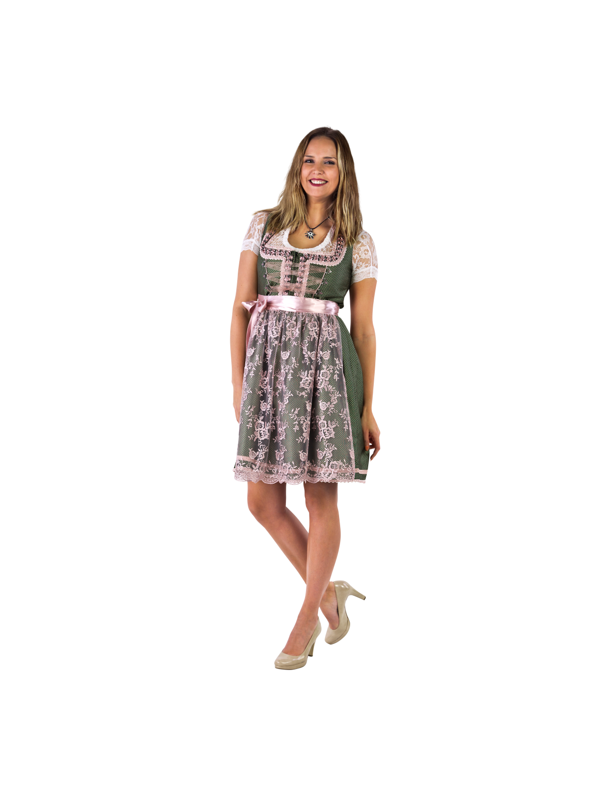 Baieri naiste roheline pitspõllega delux dirndel
