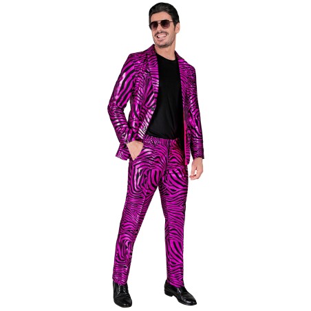 Fuksiaroosa sebramustriline sädelev ülikond