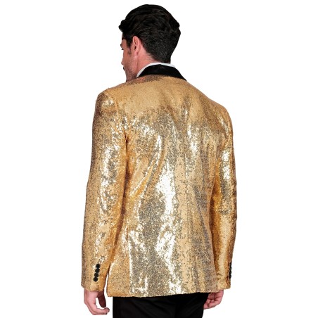 Kuldne peenelitriline mustade revääridega pintsak