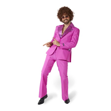 Roosa litrilise revääriga disko ülikond XL