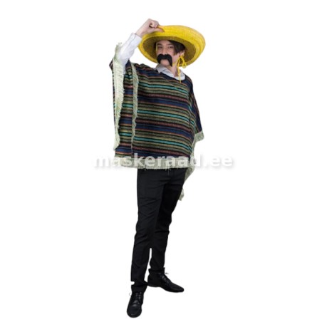 Mehhiko pontšo rohelise triibuga ja valge narmaga