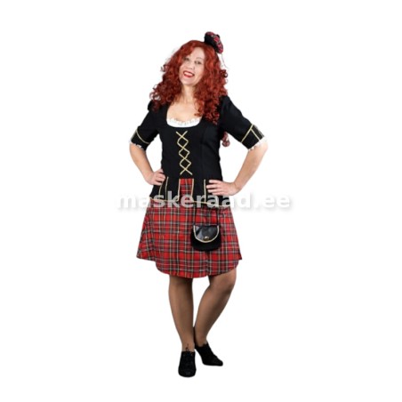 Iiri tüdruku kleit punaseruudulise seelikuosaga ja kübarakesega