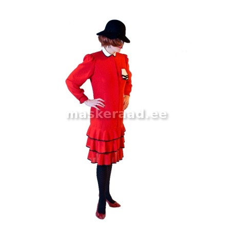 20 -30-ndate punane allääre rüüsidega kleit