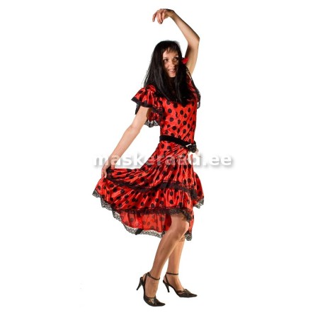Hispaanlanna punasetäpilises flamenkokleidis