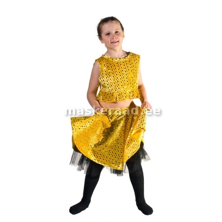 Superstaar kollases litrilises kostüümis