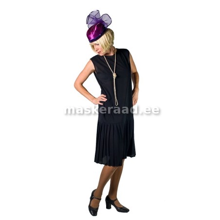 20 -30-ndad, must plisseeritud seelikuosaga kleit