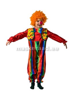 The clown in the striped...