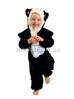 Kass must, valge kõhuga, väike