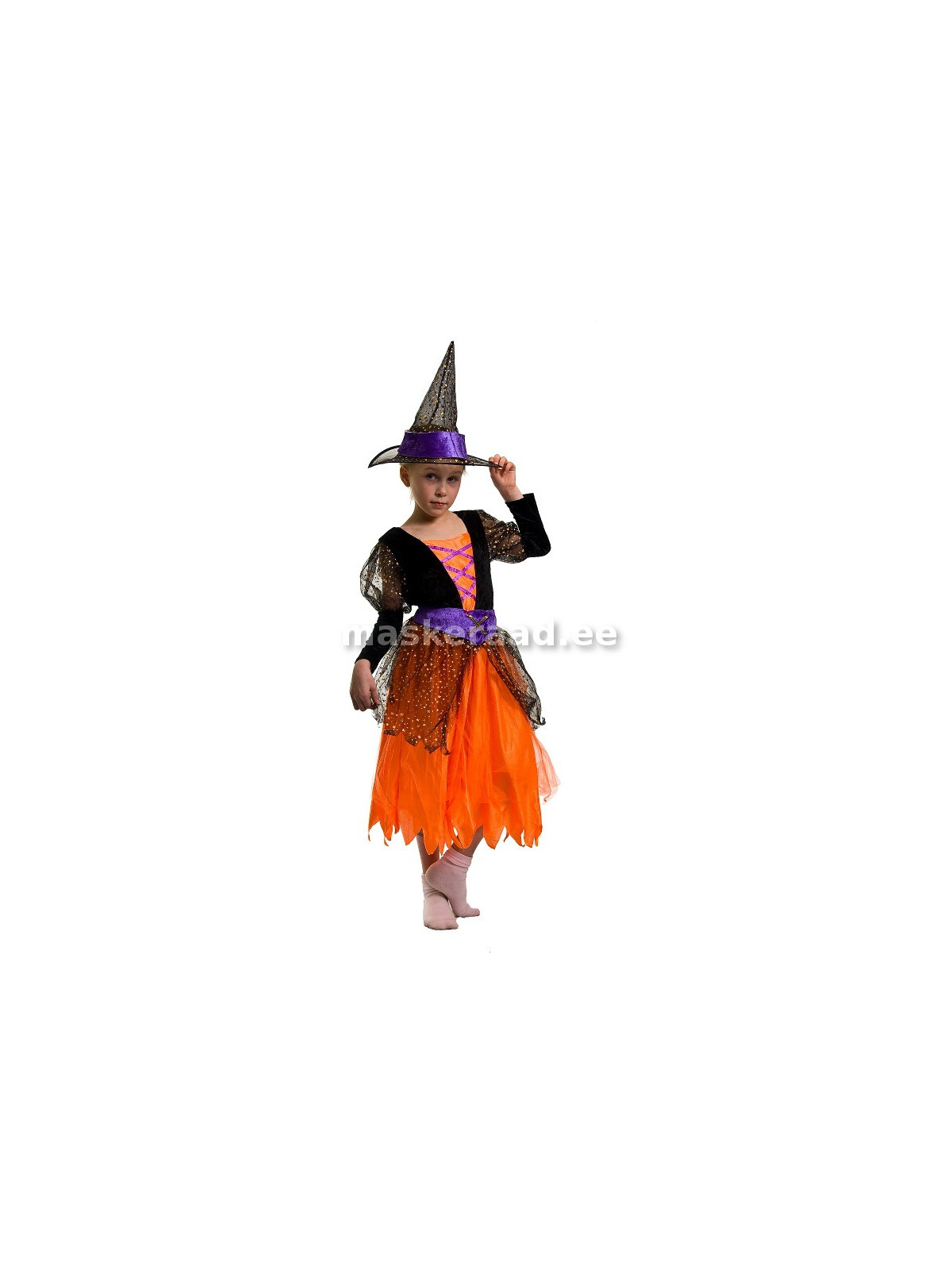 Halloween, printsess oranžmustas kleidis