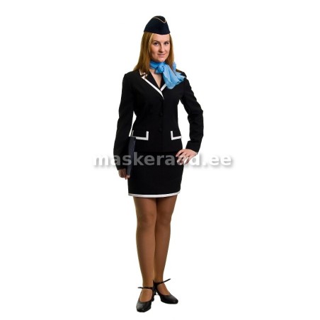 Помощью пилота, стюардессой в белый костюм в черном квадратный