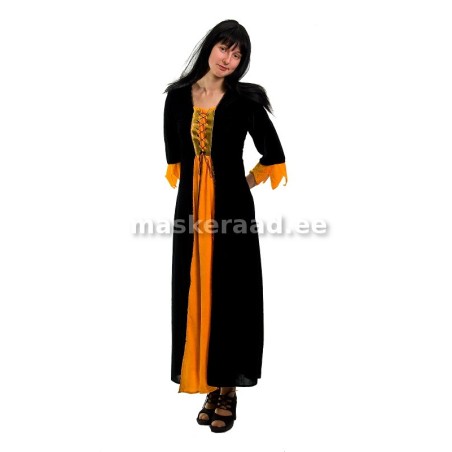 .The medieval Lady in black with yellow siiludega dress