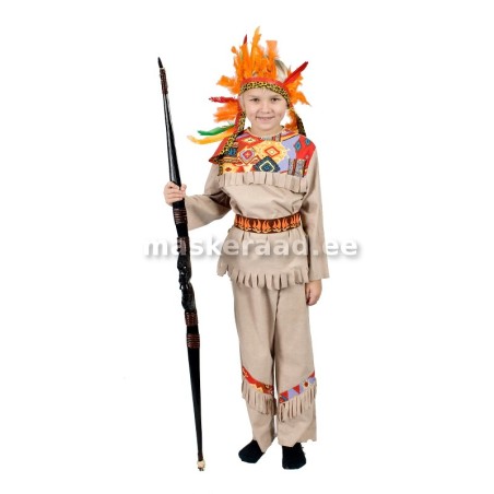 Indiaani poiss heledate narmastega kostüümis