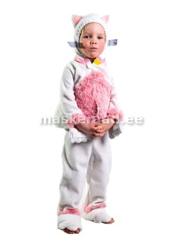 Kass valge, roosa kõhuga