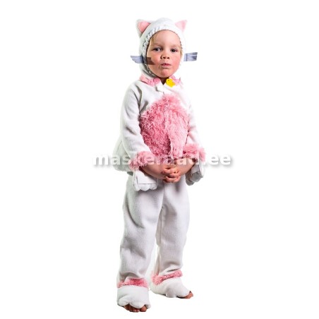 Kass valge, roosa kõhuga