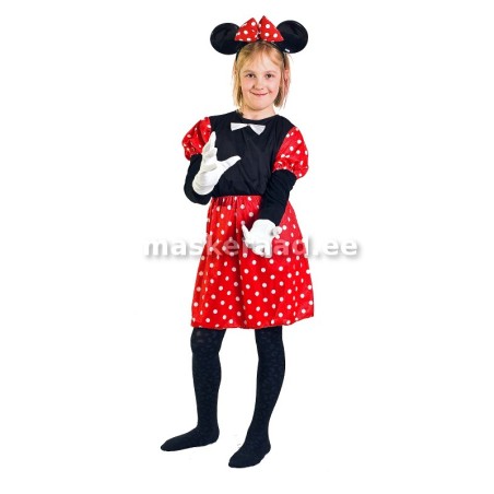 Puhvvarrukatega punasetäpilises Minnie mouse dress