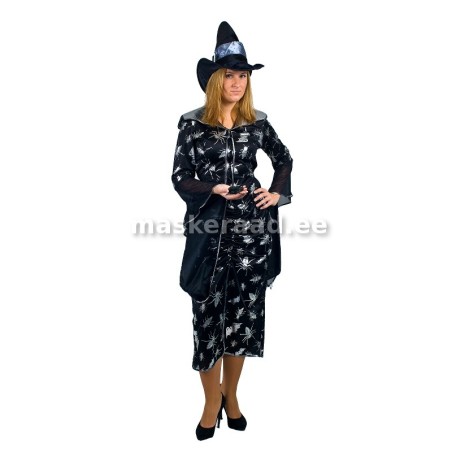 Halloween, hõbedaste ämblikutega kleit