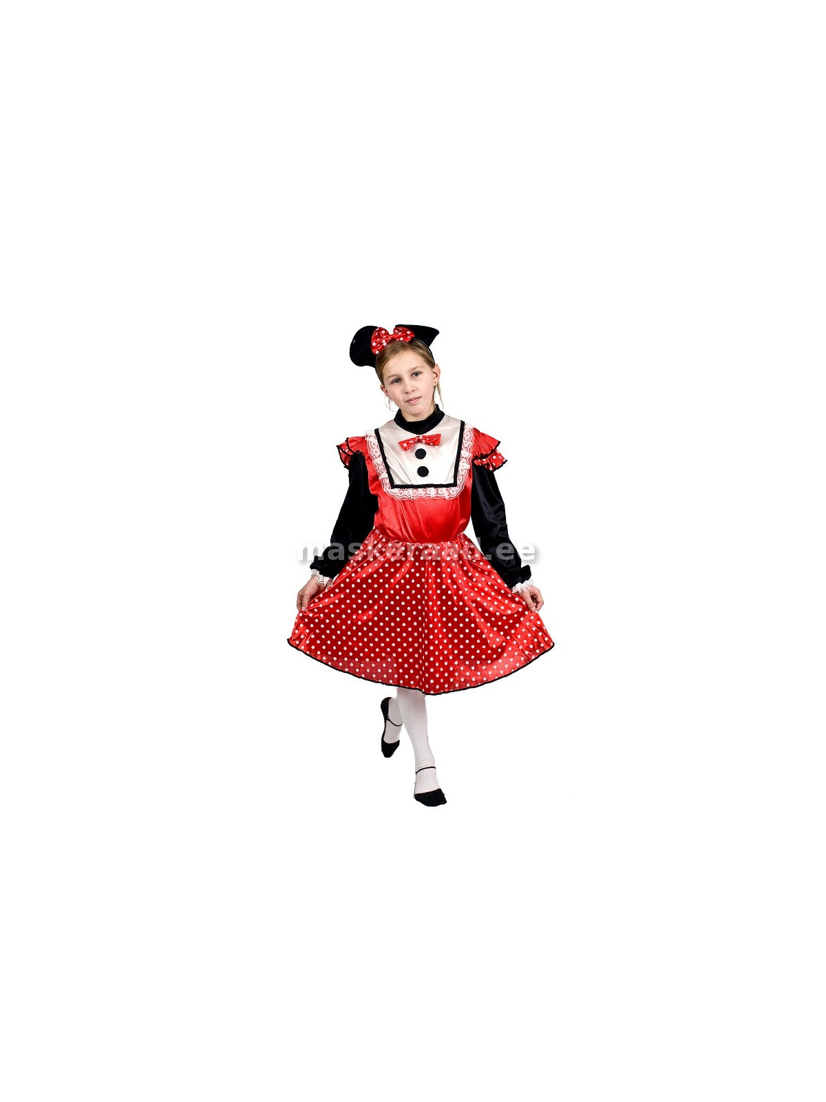 Minnie mouse punasetäpilises in shiny dress