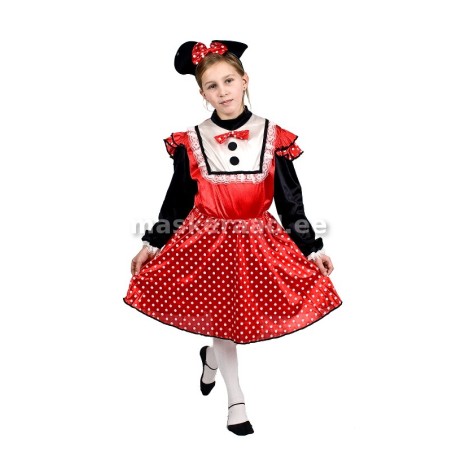 Minnie mouse punasetäpilises in shiny dress