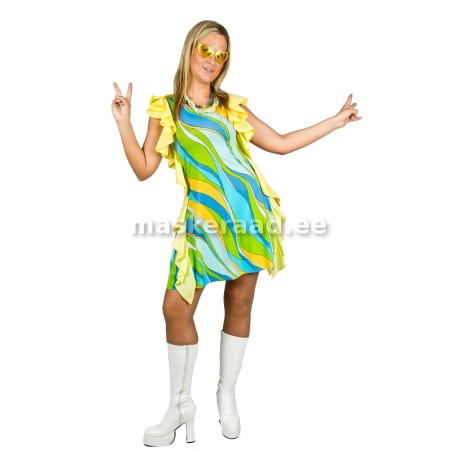 60-ndad kollakassinine laineline minikleit