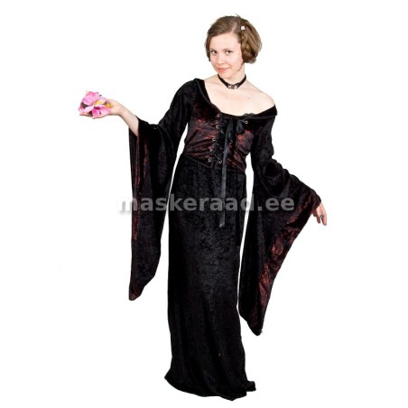 .Keskaegne mustjas-punane helkiv kleit