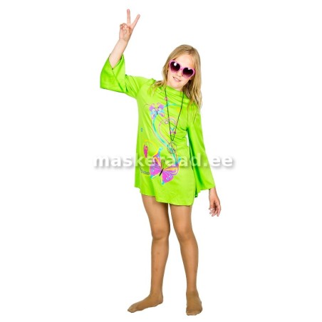 A hippie in the green dress, children