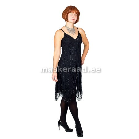 Must sätendav õlapaeltega kleit