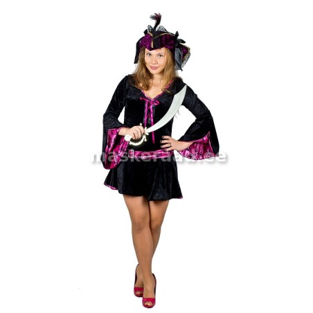 Piraaditar mustas roosade lisanditega sametkleidis