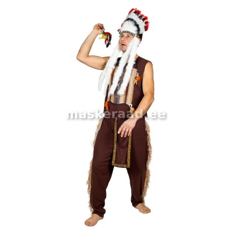 Indiaani mees pruunis varrukateta pluusiga