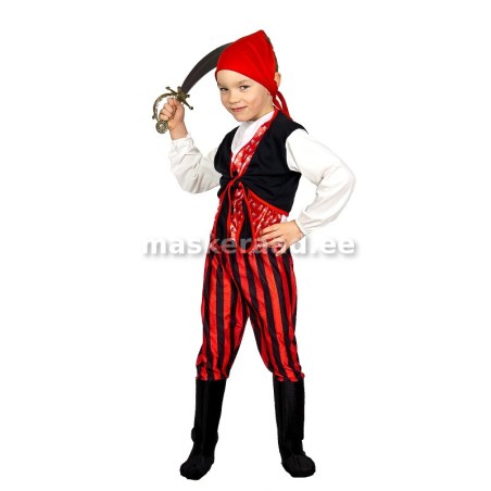 Piraat triibuliste pükstega, saabastega