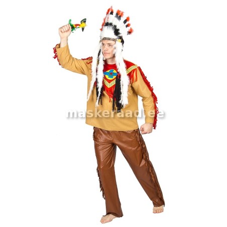 Indiaani mees punaste narmastega pluusis