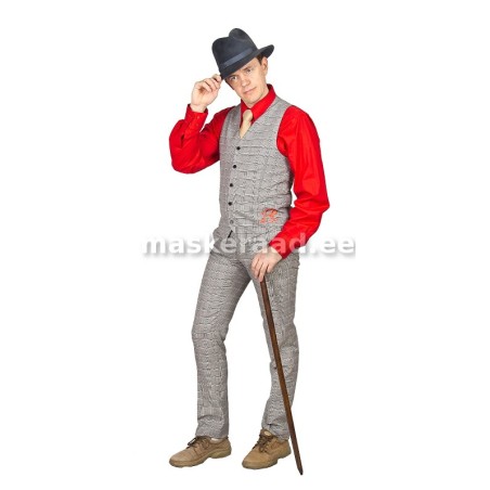 19-20 saj. härra halliruudulises vestiga ülikonnas