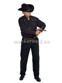 Fringed cowboy shirt in black