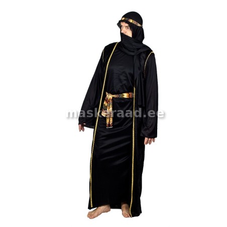Araablane mustas kuldsete äärtega halatis