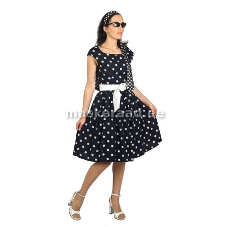 50 -ndad must valgete täppidega kleit