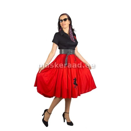 50 -ndad punase seelikuosaga kleit