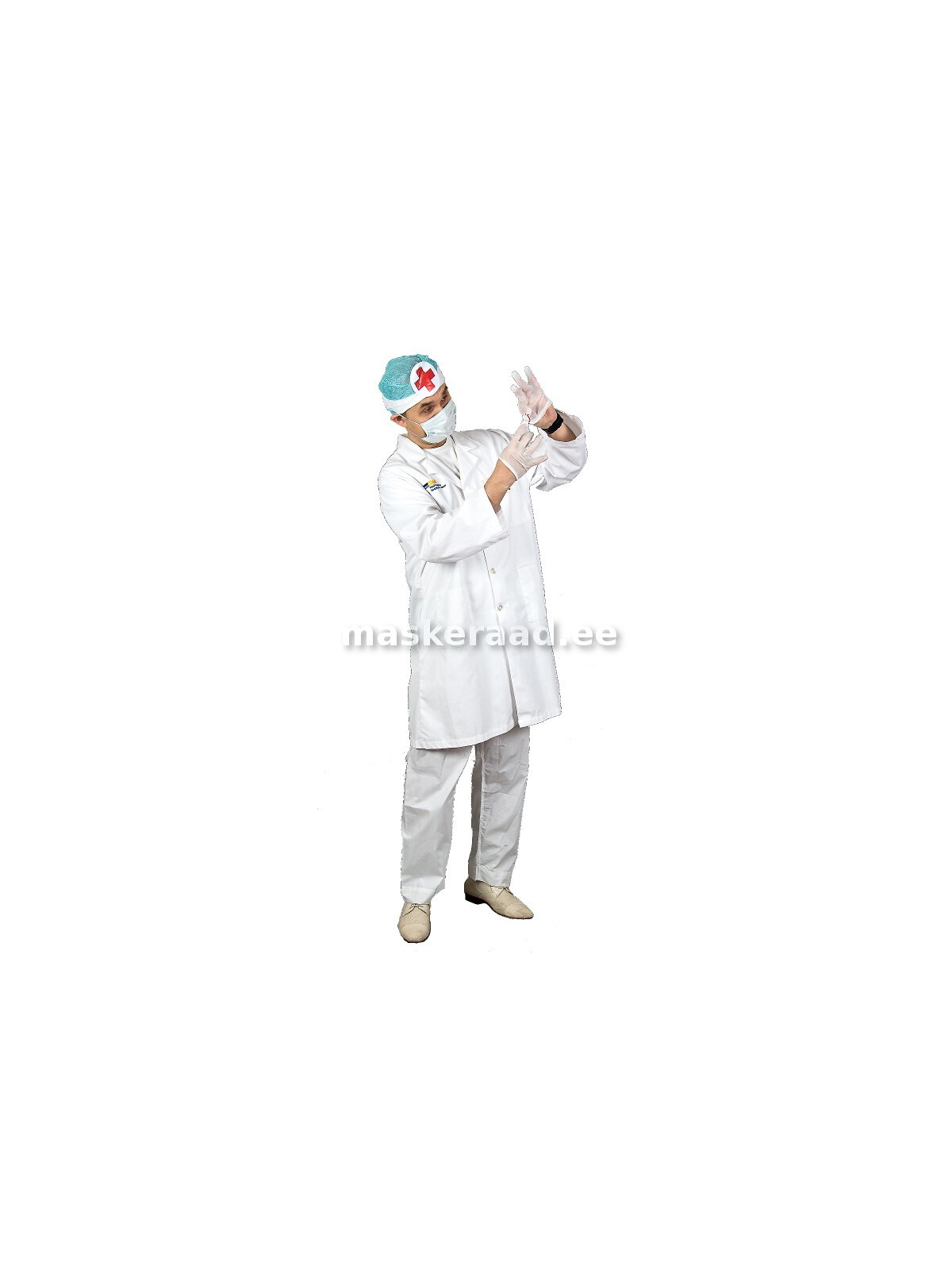 A medical professional, a doctor's white coat pants