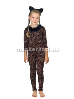 A cat in a black täpilises...