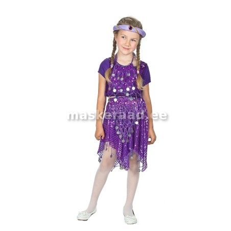 Araabia lilla seelikuga kõhutantsu kostüüm