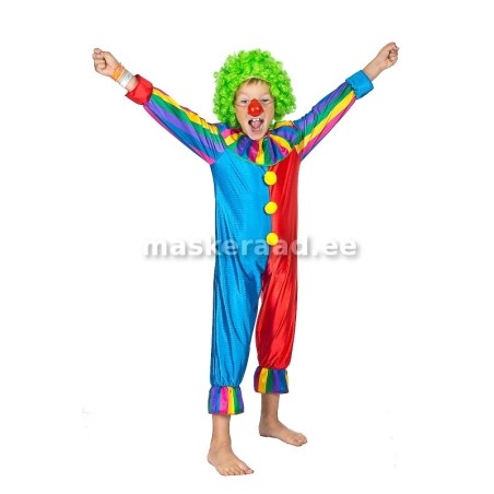 Kloun triibuliste varrukatega sinipunases kombes