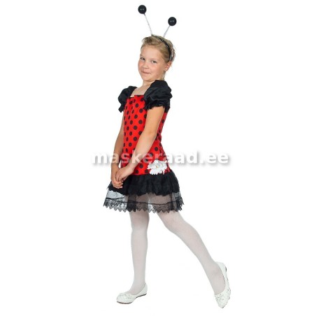 Lepatriinu mustade puhvvarrukatega kleit