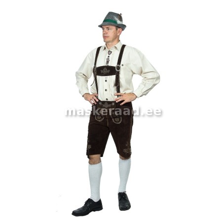 Baieri mees nahkpükste ja tikitud orig särgiga