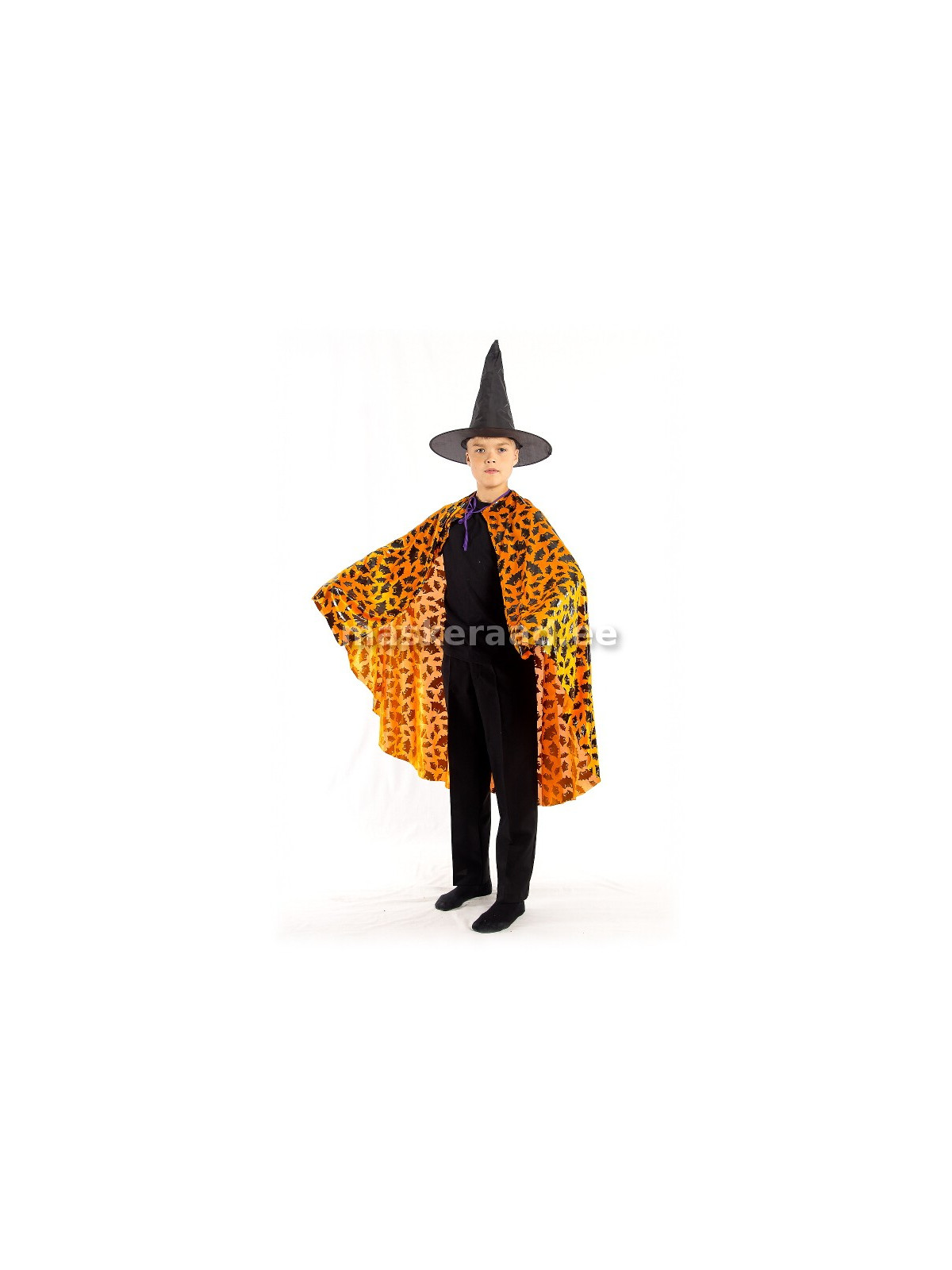 Halloween - võlur oranži nahkhiirtega keebiga